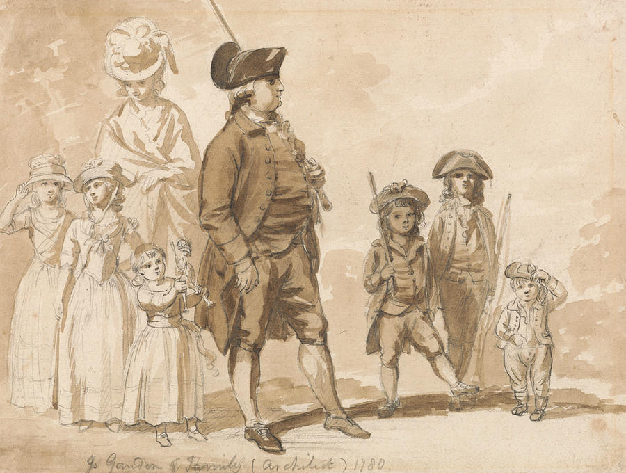James Gandon and Family Drawing by Paul Sandby