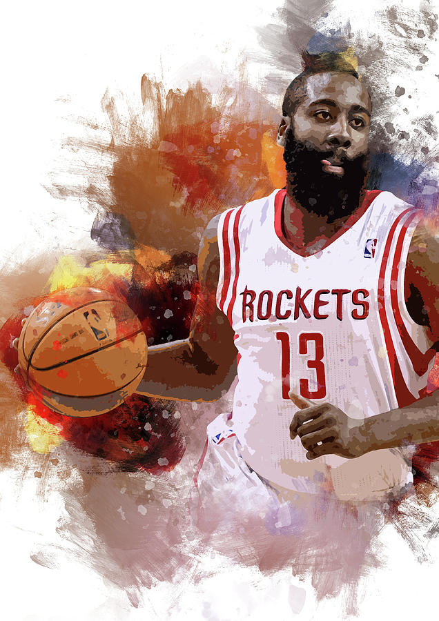 James Harden Houston Rockets NBA Player T-Shirt by Afrio Adistira - Fine  Art America