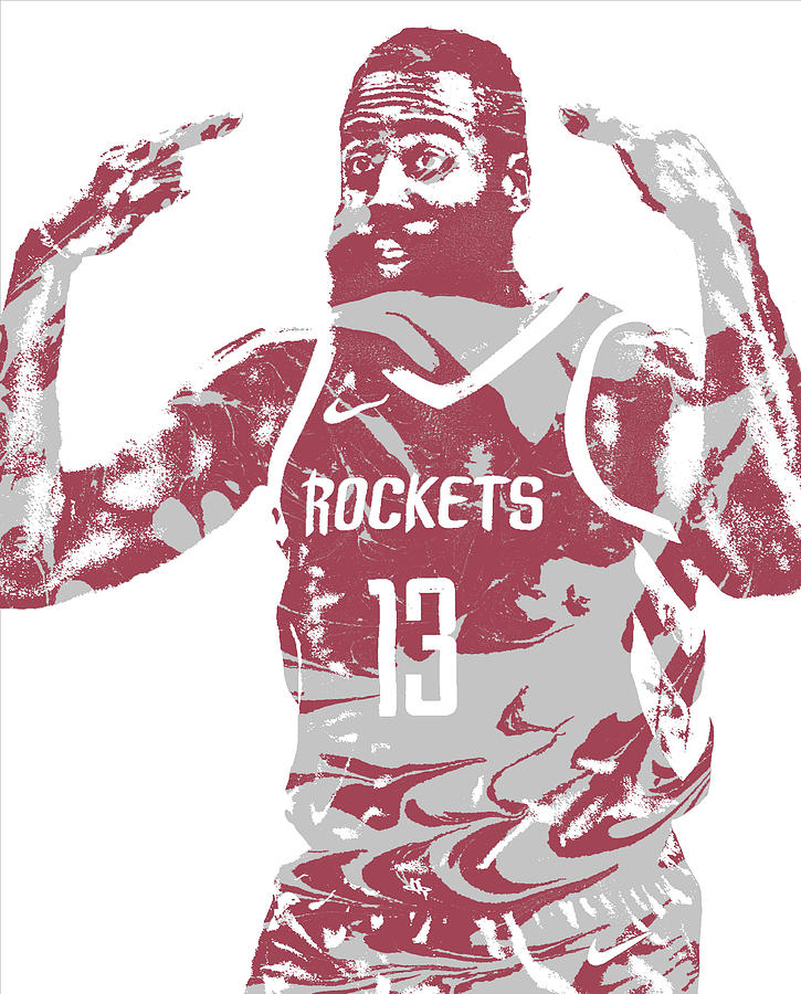 James Harden Houston Rockets Pixel Art 51 Mixed Media by Joe Hamilton