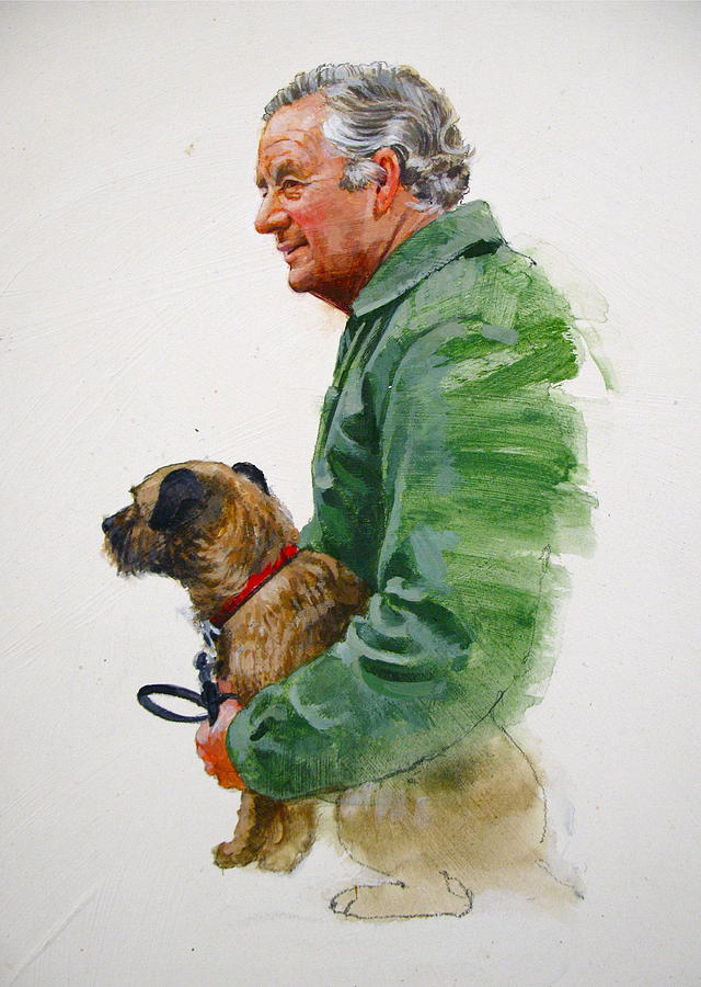 James Herriot And Bodie Painting by Cliff Spohn