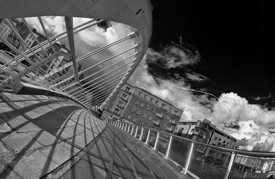 James Joyce Bridge 2 bw Photograph by Alex Art - Pixels