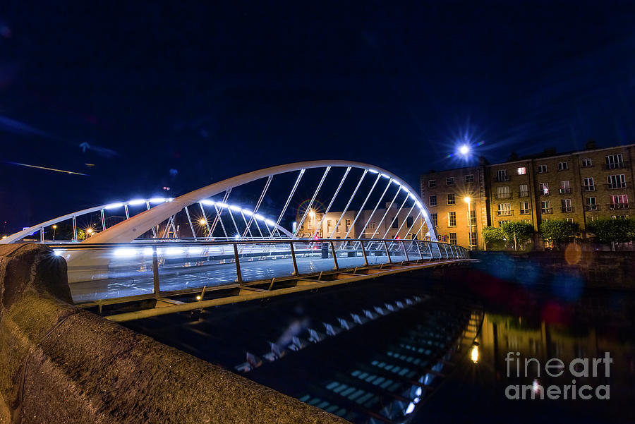 Sunset Photograph - James Joyce Bridge at Night Dublin 3 by Alex Art