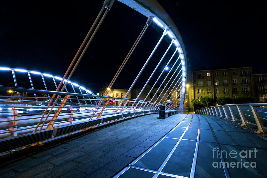 Sunset Photograph - James Joyce Bridge at Night Dublin by Alex Art