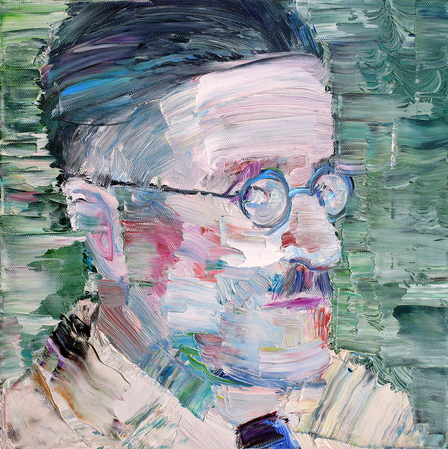 JAMES JOYCE - oil portrait Painting by Fabrizio Cassetta