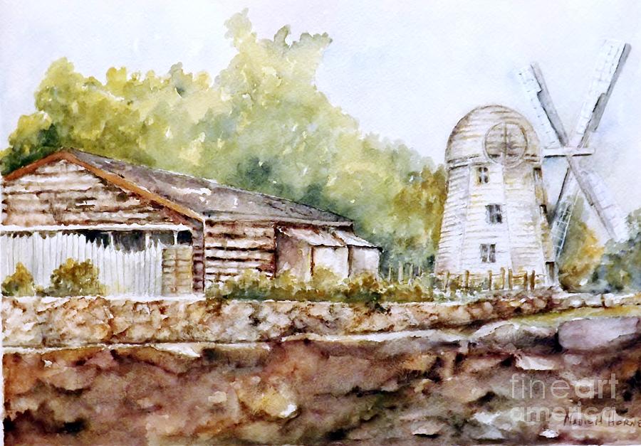 James Town Wind Mill, RI Painting by Madie Horne