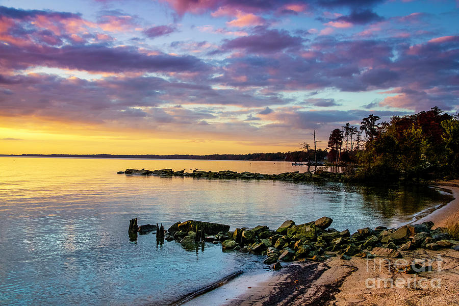 Jamestown Beach Sunset II Photograph by Karen Jorstad