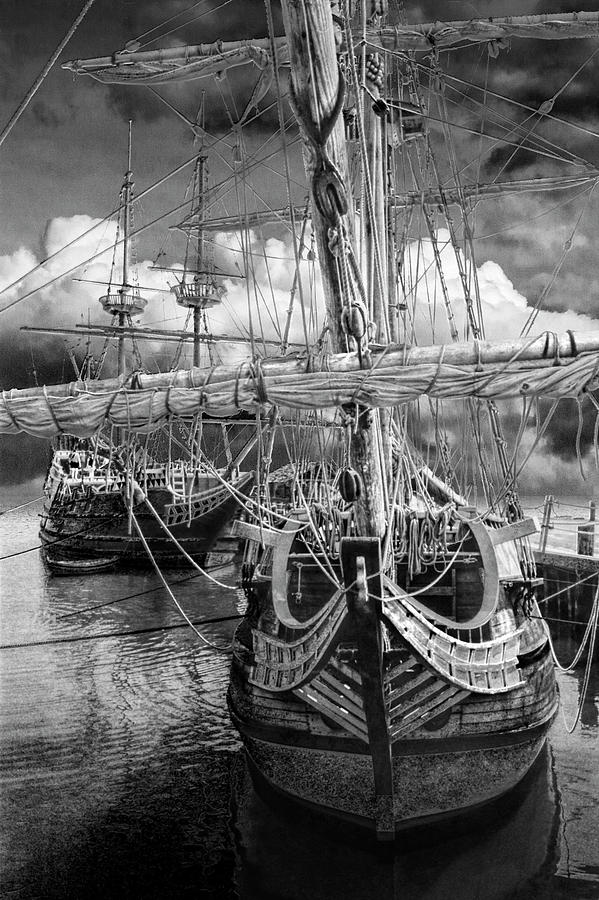 Jamestown Harbor with the Three Ships the Susan Constant, Godspeed, Discovery Photograph by Randall Nyhof