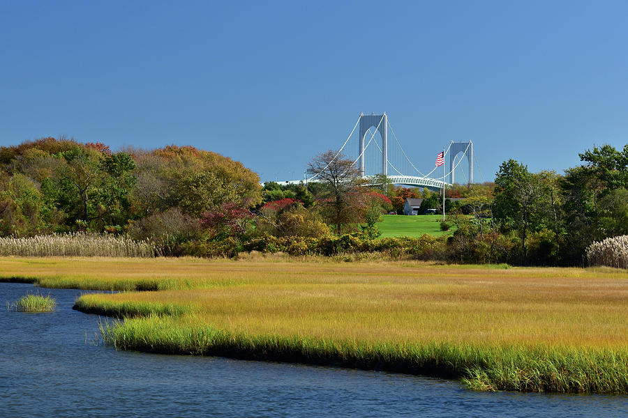 Marsh Photograph - Jamestown Marsh with Pell Bridge by Nancy De Flon Marsh Photograph - Jamestown Marsh with Pell Bridge by Nancy De Flon
