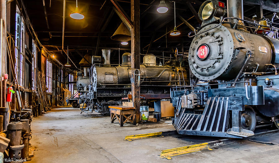 Train Photograph - Jamestown Roundhouse by Mike Ronnebeck