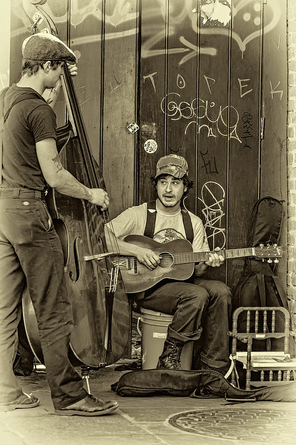 Jammin in the French Quarter 2 Sepia Photograph by Steve Harrington