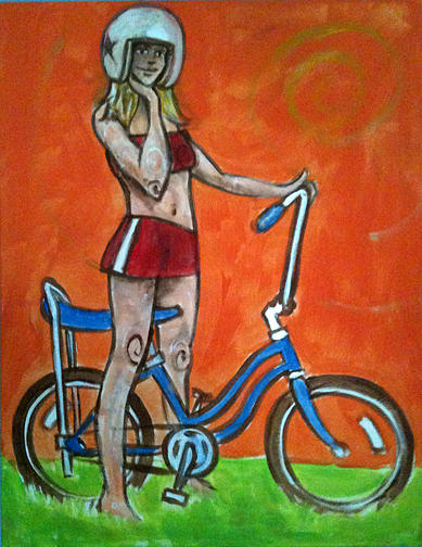 Bicycle Painting - Jan On Bike by Jeff Troldahl