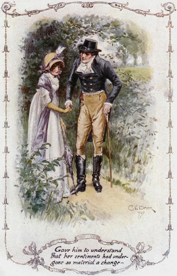 Vintage Painting - Jane Austen She Gave Him Her Hand by Charles Edmund Brock