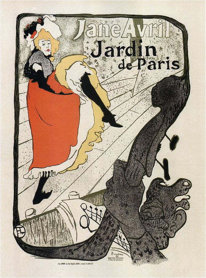 Jane Avril - Jardin De Paris - French Dancer - Vintage Advertising Poster Mixed Media