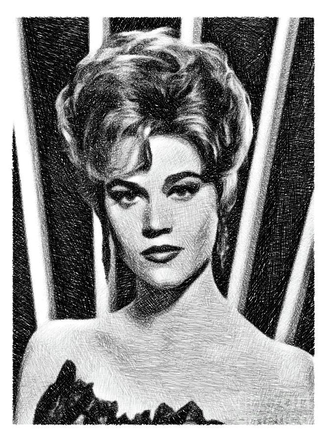 Jane Fonda, Vintage Actress By Js Drawing