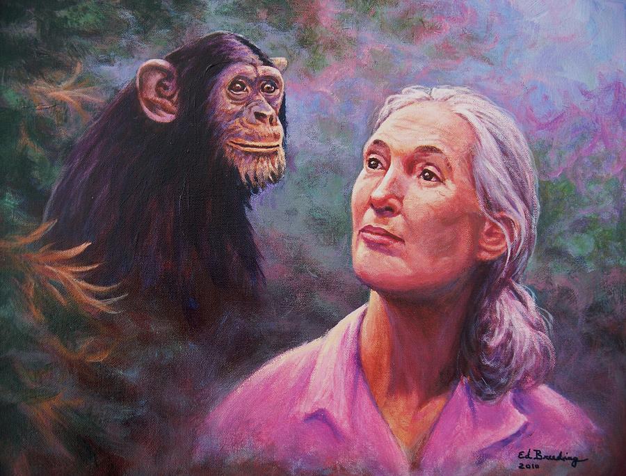 Jane Goodall Painting by Ed Breeding