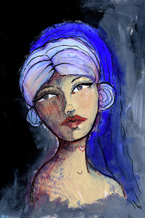 Jane with the Blue Veil Painting by Tonya Doughty