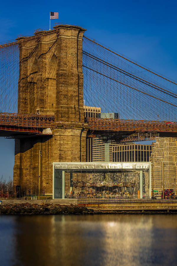 Brooklyn Bridge Photograph - Janes Carousel Brooklyn Bridge by Susan Candelario