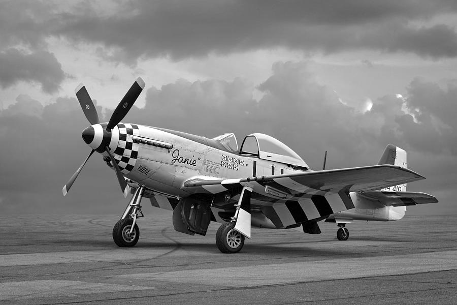 Janie P-51 in Black and White Photograph by Gill Billington