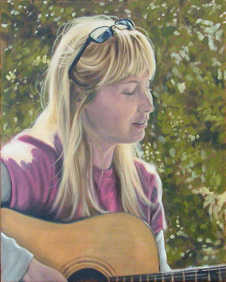 Janine singing Painting by Todd Cooper