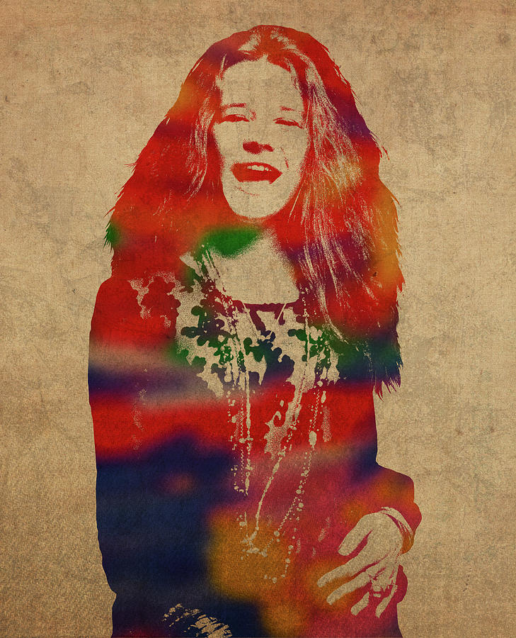 Janis Joplin Mixed Media - Janis Joplin Watercolor Portrait by Design Turnpike