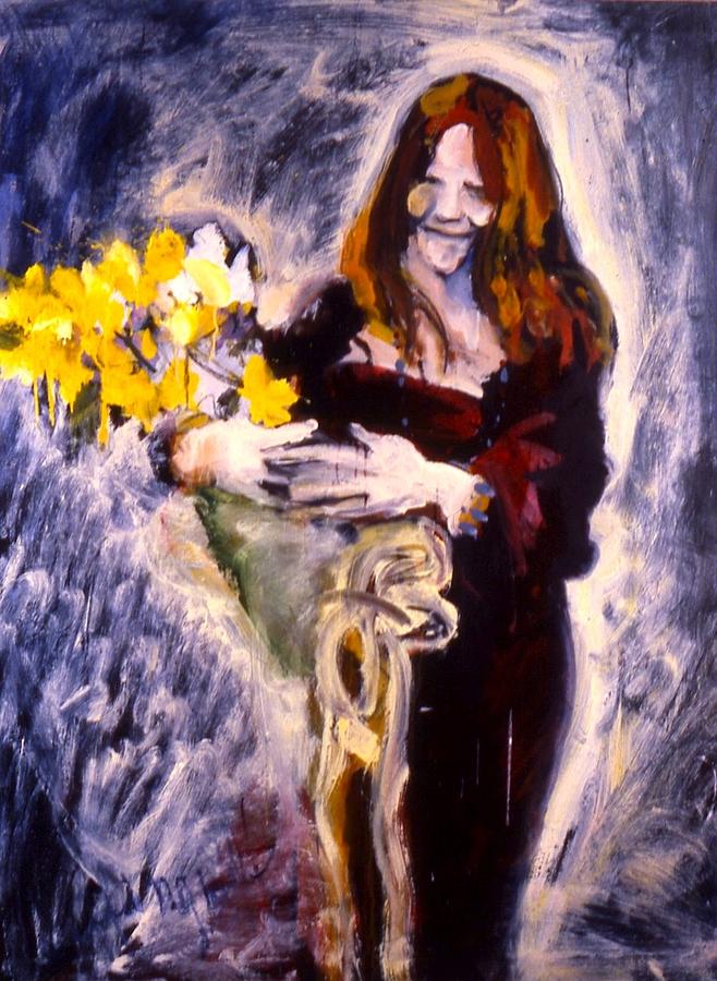 Janis with Yellow Roses Painting by Les Leffingwell
