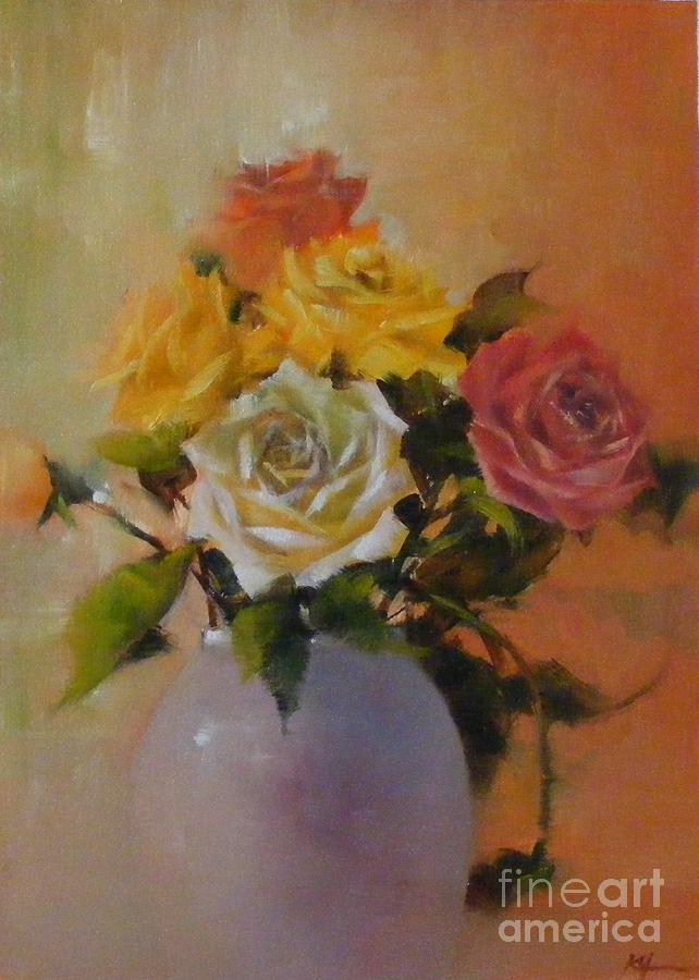 January Rose Painting by Celine  K Yong