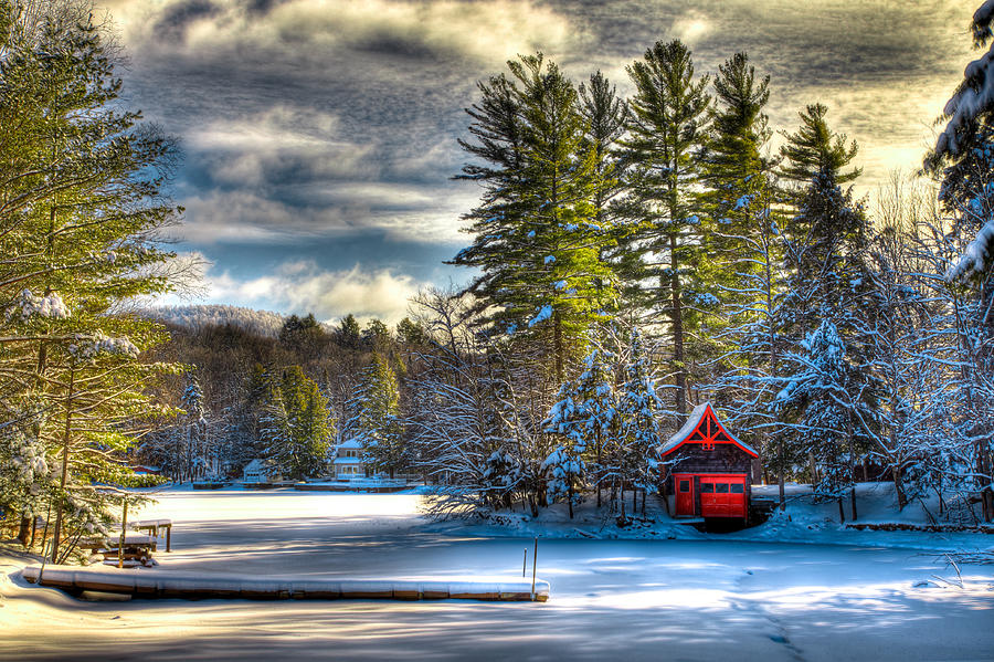 January Snow at the Red Boathouse Photograph by David Patterson