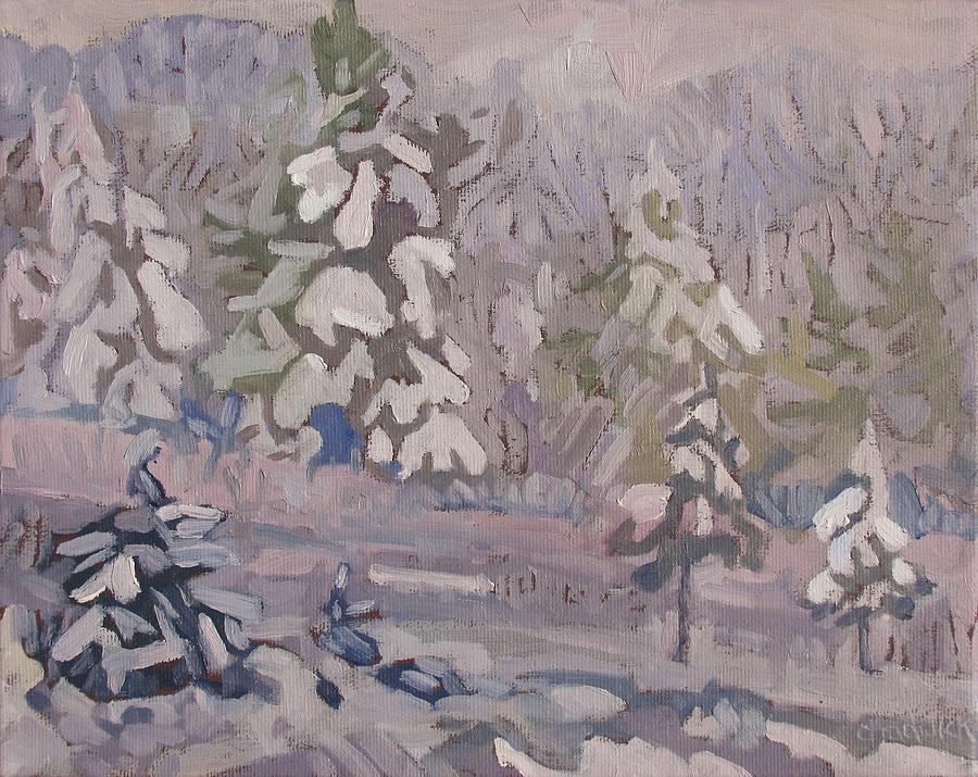 January Snow Painting by Phil Chadwick