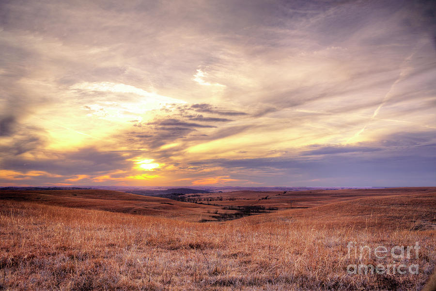 January Sunset in the Flint Hills Photograph by Jean Hutchison