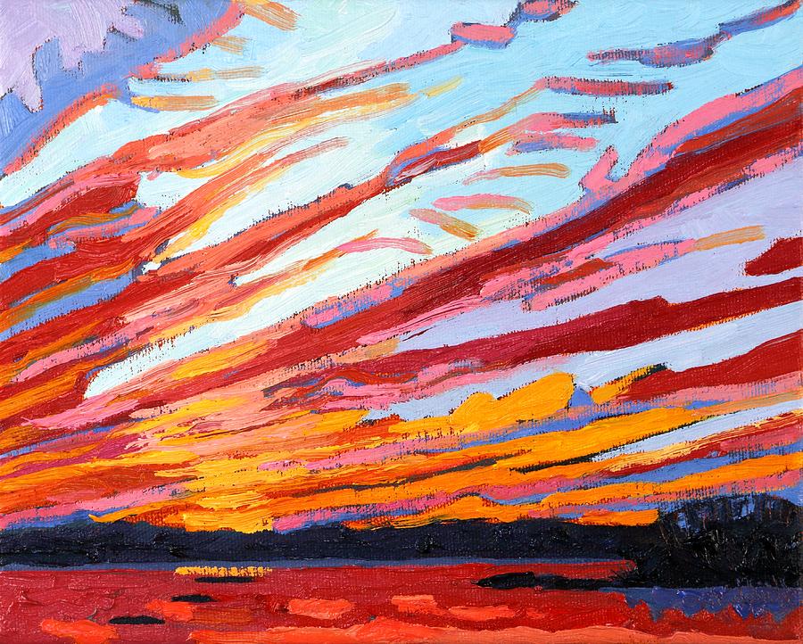 January Sunset Painting by Phil Chadwick