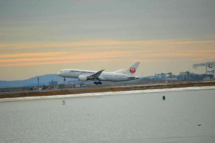 Boston Photograph - Japan airlines taking off by Daniel Sullivan