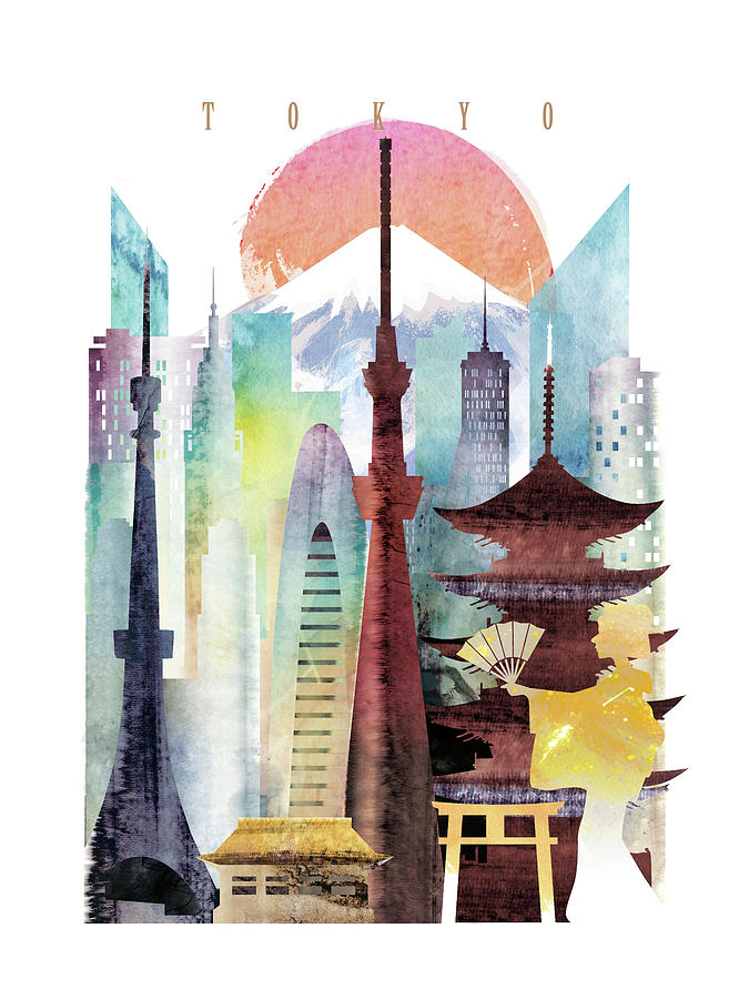 Japan Tokyo Painting by Unique Drawing Pixels