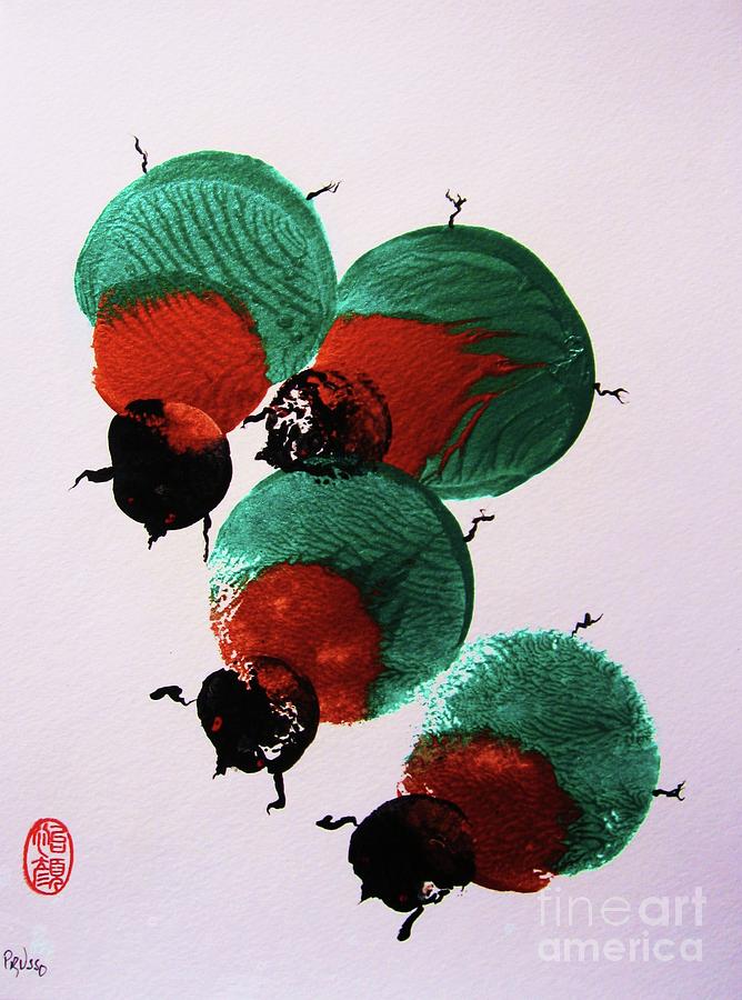 Japanese Beetles Painting by Thea Recuerdo
