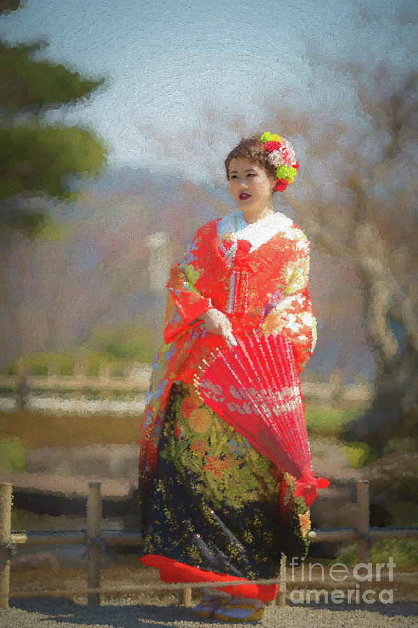 Japanese Bride Painting by Eva Lechner