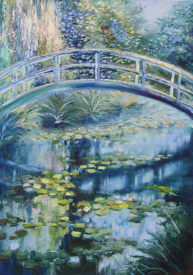 Japanese Bridge Painting by Elena Antakova