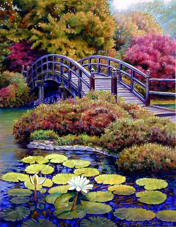 Japanese Bridge Painting by John Lautermilch