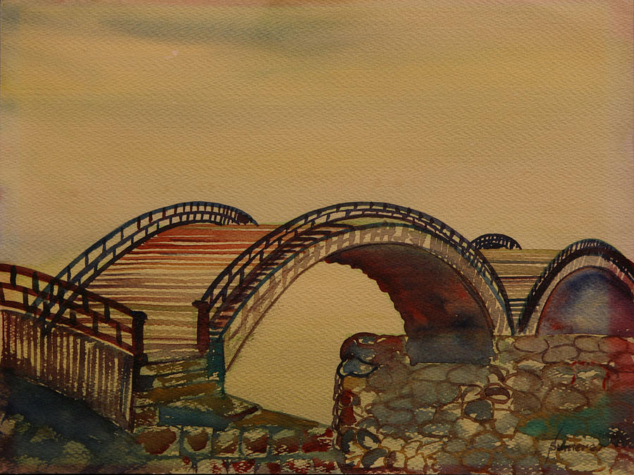 Japanese Bridge Painting by Rosencruz  Sumera