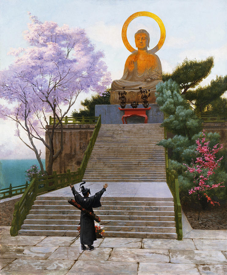 Japanese Emploring A Deity Painting by Jean-Leon Gerome