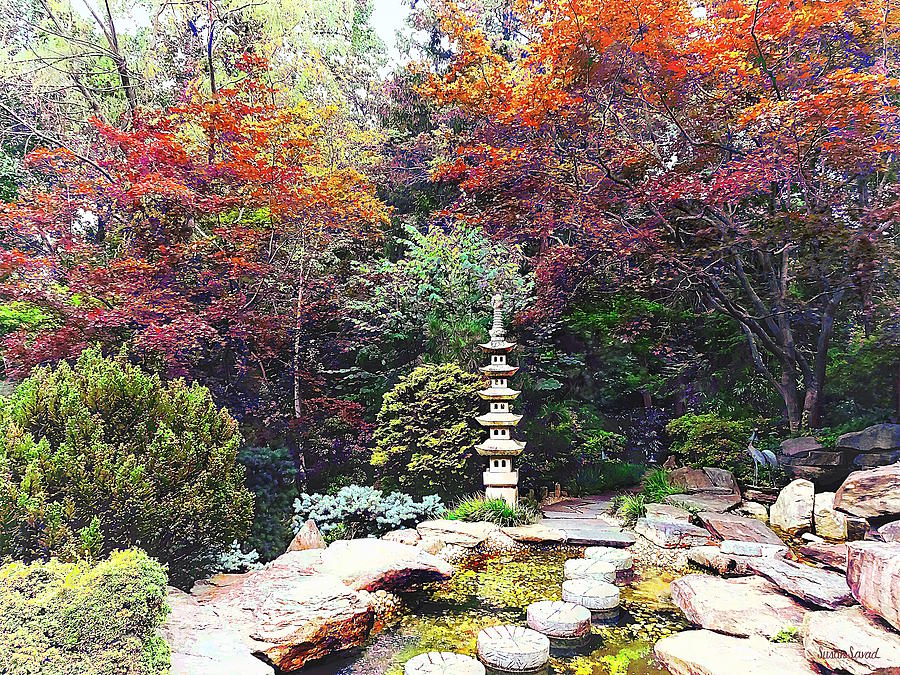 Japanese Garden With Pagoda Photograph by Susan Savad