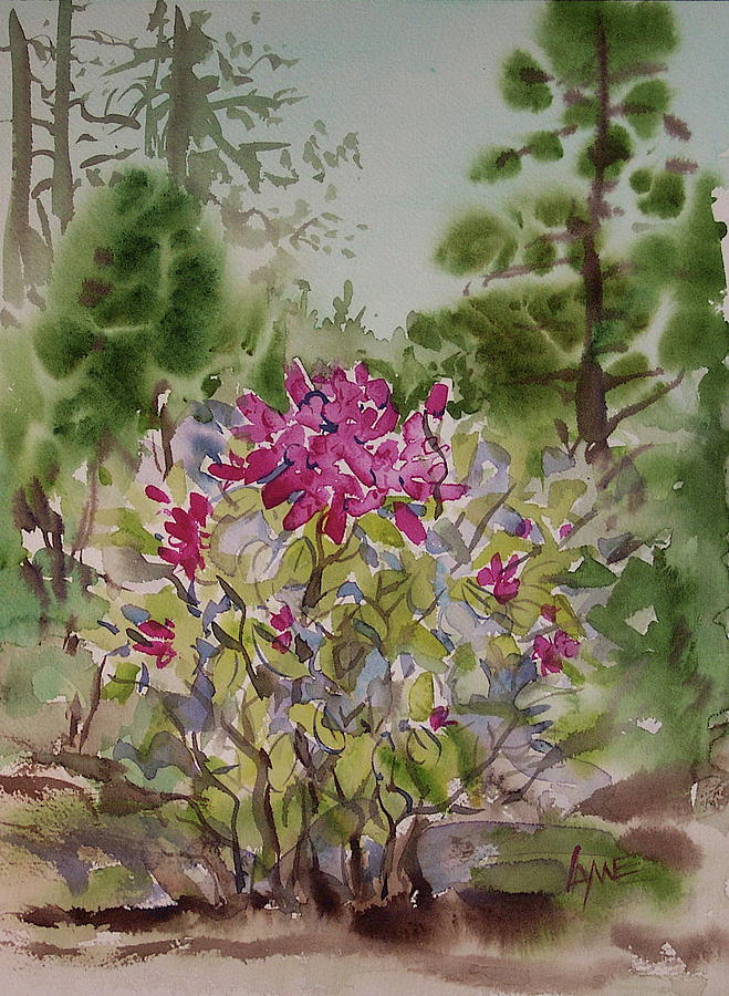Japanese Garden Rhodie 1 Painting by Lynne Haines