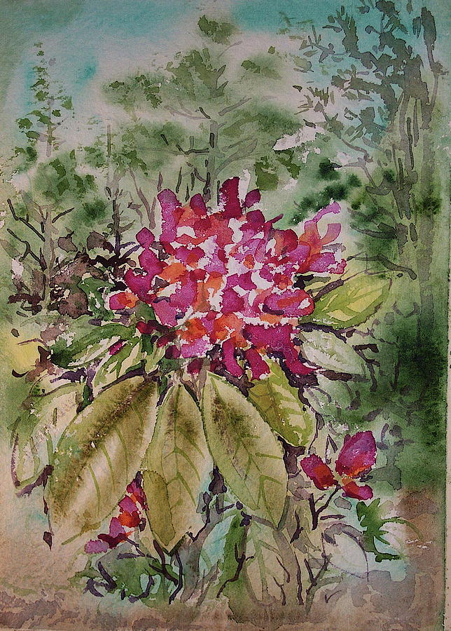 Japanese Garden Rhodie 2 Painting by Lynne Haines