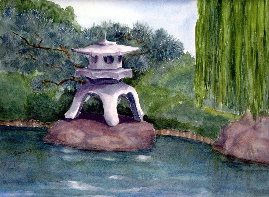 Japanese Garden Painting by Suzanne Krueger