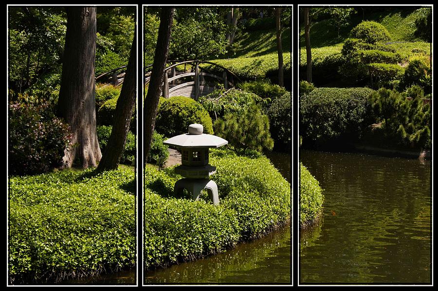 Japanese Garden Triptych Photograph by Kathy Churchman