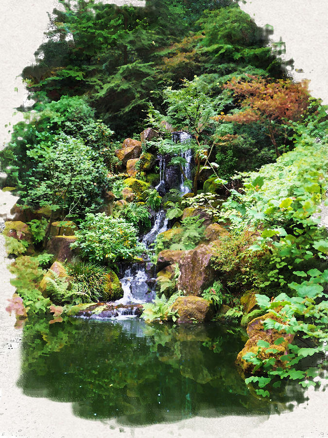 Japanese Garden Waterfall 2 Photograph by C H Apperson