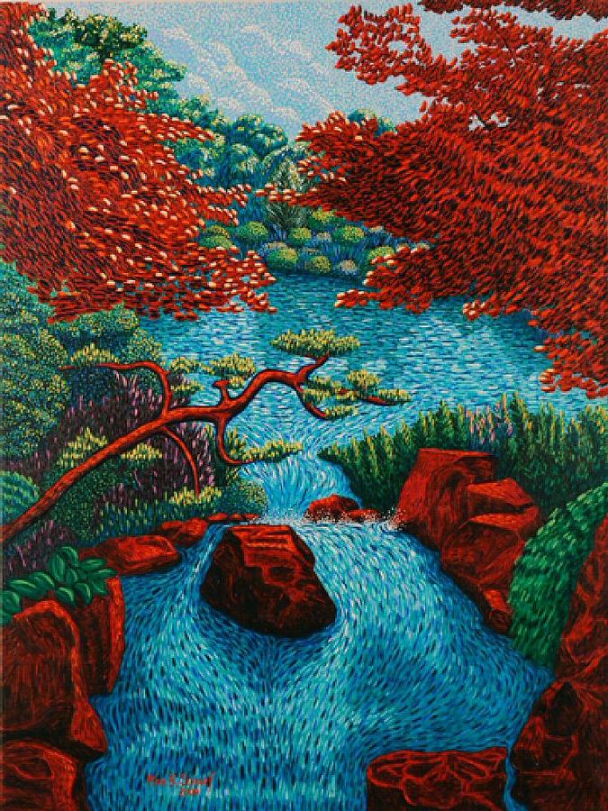 Landscape Painting - Japanese Gardens by Max R Scharf Landscape Painting - Japanese Gardens by Max R Scharf