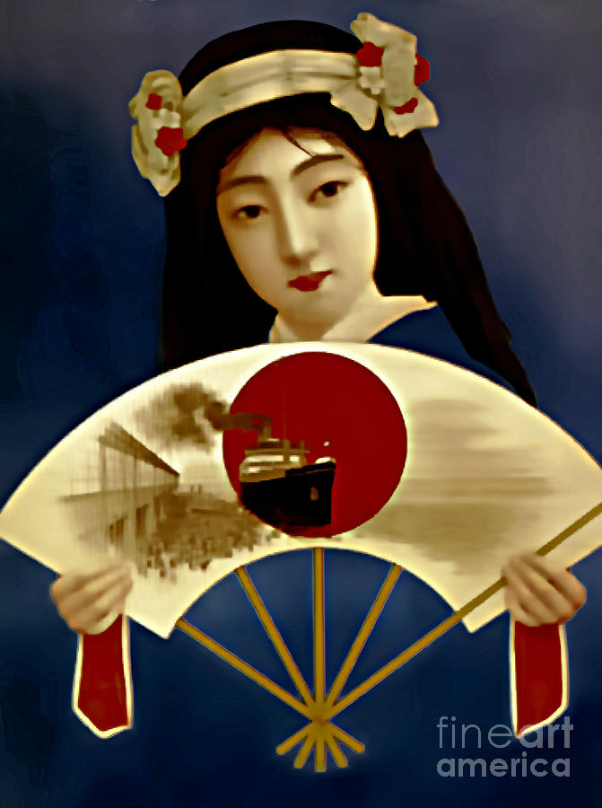 Japanese Girl With Fan Painting by Ian Gledhill