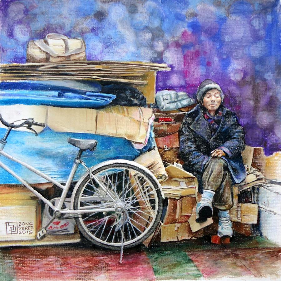 Japanese Homeless Drawing by Bong Perez. 