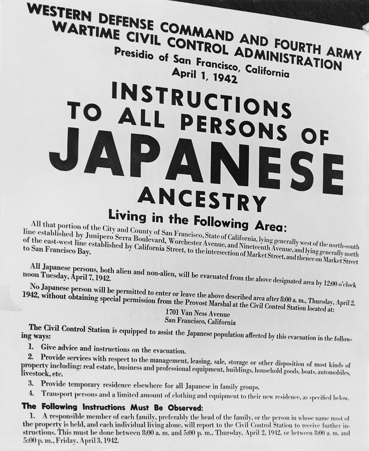 Alien Photograph - Japanese Internment. Exclusion Order by Everett