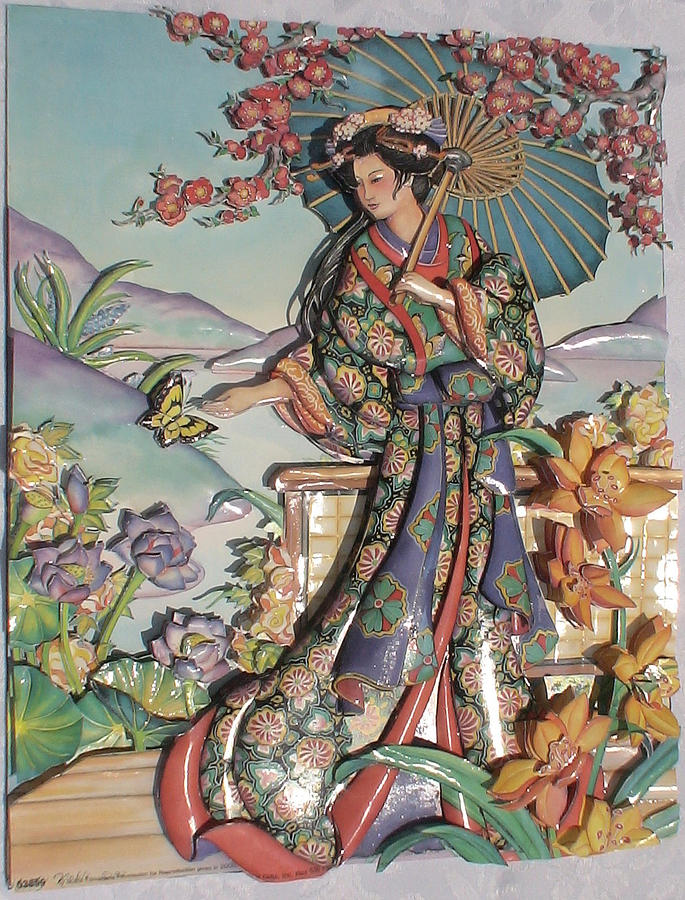 Japanese Lady Mixed Media by Yuting Su