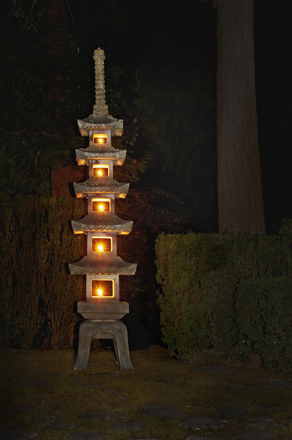 Japanese Multi-Level Lantern lit up Photograph by John Christopher